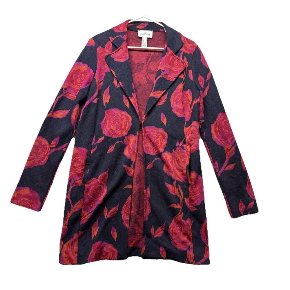 JOSEPH RIBKOFF Women’s Rose Floral Blazer Jacket Size 8 Mid Length